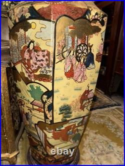 Rare Large China Gold Paint HandPainted Porcelain Antique Vase Stunning