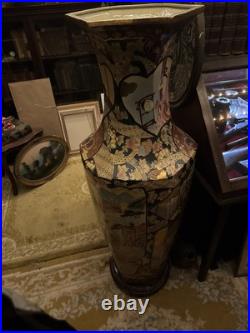 Rare Large China Gold Paint HandPainted Porcelain Antique Vase Stunning