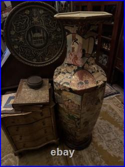 Rare Large China Gold Paint HandPainted Porcelain Antique Vase Stunning