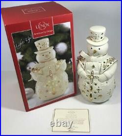 Rare Lenox Porcelain Florentine & Pearl Snowman Lit Figurine with24K Gold Accents