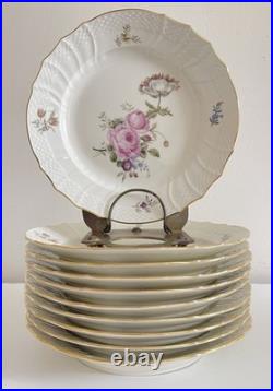 Rare! Royal Copenhagen Denmark Floral Salad/Luncheon Plates Gold Trim Set of 10 Rare! Royal Copenhagen Denmark Floral Salad/Luncheon Plates Gold Trim Set of 10