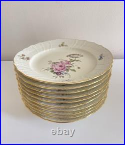 Rare! Royal Copenhagen Denmark Floral Salad/Luncheon Plates Gold Trim Set of 10 Rare! Royal Copenhagen Denmark Floral Salad/Luncheon Plates Gold Trim Set of 10