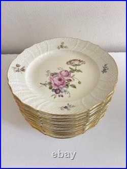 Rare! Royal Copenhagen Denmark Floral Salad/Luncheon Plates Gold Trim Set of 10 Rare! Royal Copenhagen Denmark Floral Salad/Luncheon Plates Gold Trim Set of 10