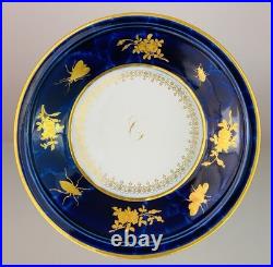 Rare Sevres 1848 Lapis Lazuli blue porcelain plate, signed by Moulder & Gilder