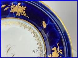 Rare Sevres 1848 Lapis Lazuli blue porcelain plate, signed by Moulder & Gilder