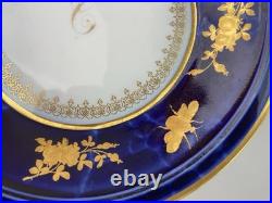 Rare Sevres 1848 Lapis Lazuli blue porcelain plate, signed by Moulder & Gilder