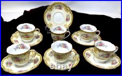 Rare Victorian Gold Floral 12 pc Demitasse Espresso Cup & Saucer Noritake Albany