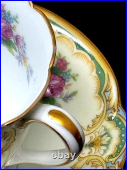 Rare Victorian Gold Floral 12 pc Demitasse Espresso Cup & Saucer Noritake Albany