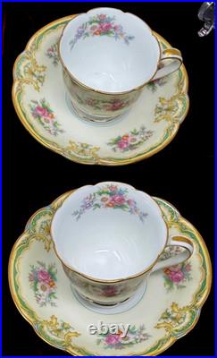 Rare Victorian Gold Floral 12 pc Demitasse Espresso Cup & Saucer Noritake Albany