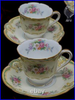 Rare Victorian Gold Floral 12 pc Demitasse Espresso Cup & Saucer Noritake Albany