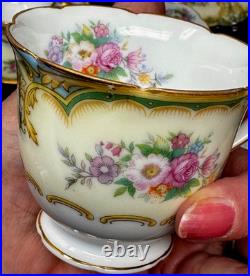 Rare Victorian Gold Floral 12 pc Demitasse Espresso Cup & Saucer Noritake Albany