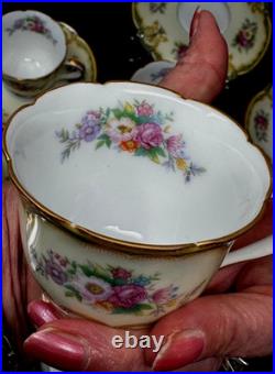 Rare Victorian Gold Floral 12 pc Demitasse Espresso Cup & Saucer Noritake Albany