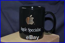 Rare Vintage Collectible GOLD Logo Apple Specialist BLACK MUG New in Box