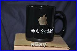 Rare Vintage Collectible GOLD Logo Apple Specialist BLACK MUG New in Box