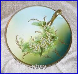Rare Vintage Lily Of The Valley Three Crown China Germany Nut Candy Dish W Gold