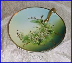 Rare Vintage Lily Of The Valley Three Crown China Germany Nut Candy Dish W Gold