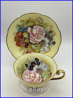 Rare Vintage Royal Albert Style Bone China Floral Teacup & Saucer with Gold Trim