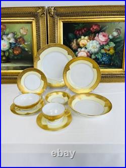 Rare Vnt Limoges France gold-encrusted China For 10 with Royal China gold stamp