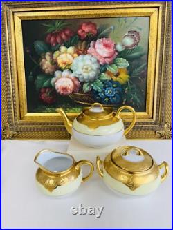 Rare Vnt Limoges France gold-encrusted China For 10 with Royal China gold stamp