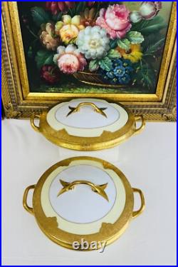 Rare Vnt Limoges France gold-encrusted China For 10 with Royal China gold stamp