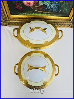 Rare Vnt Limoges France gold-encrusted China For 10 with Royal China gold stamp