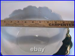 Rare ZS & Co Bavaria Rose Bowl & Underplate Set Antique Green & Gold Porcelain