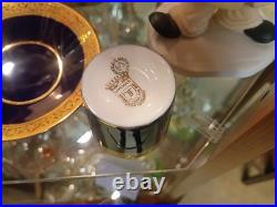 Rare antique limoges cobalt blue & full gold espresso demitasse 1cup and 1saucer
