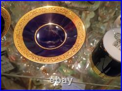 Rare antique limoges cobalt blue & full gold espresso demitasse 1cup and 1saucer