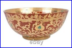 Red and Gold Tapestry Decorative Porcelain Bowl 12 Diameter