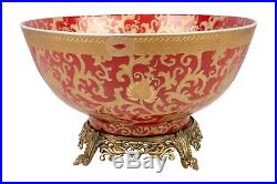 Red and Gold Tapestry Decorative Porcelain Bowl 14 Ormolu