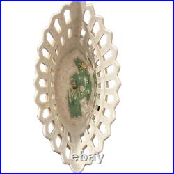 Regency Gold Gilded Reticulated Compote Made In Spain Oval Porcelain China