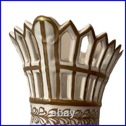 Regency Gold Gilded Reticulated Compote Made In Spain Oval Porcelain China