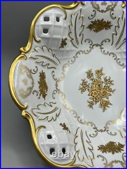 Reichenbach China Germany Gold Floral 1003-P Fine Reticulated Centerpiece Bowl