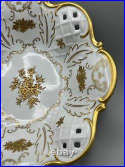 Reichenbach China Germany Gold Floral 1003-P Fine Reticulated Centerpiece Bowl