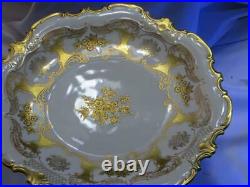 Reichenbach German China 10 1/4 Pedestal Cake Plate Stand Gold Floral & Trim