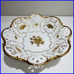 Reichenbach Germany 91 Fine China Reticulated Centerpiece Bowl Gold Floral