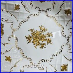 Reichenbach Germany 91 Fine China Reticulated Centerpiece Bowl Gold Floral