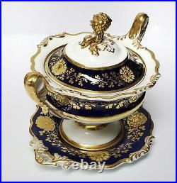 Ridgway China Footed Compote Sauce Tureen Cobalt Gold #1368