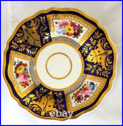 Ridgway Porcelain Plate 8 Cobalt Blue & Gold Gilt and Flowers ca 1825