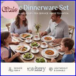 Romantic Bloom 20-Piece Bone China Dinnerware Set, Service for 4, Floral with
