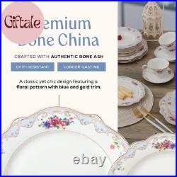 Romantic Bloom 20-Piece Bone China Dinnerware Set, Service for 4, Floral with