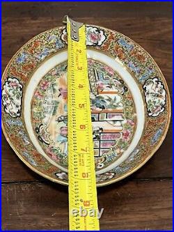 Rose Canton Chinese Export Platter Painted with Gold and Enamel Decoration
