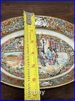 Rose Canton Chinese Export Platter Painted with Gold and Enamel Decoration