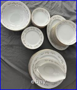 Rose China Japan Fine China Service For 12, Gold Leaf Design