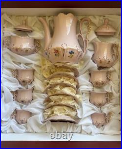 Rose Porcelain 9pcs Coffee set LENKA, handmade and decorated by 24 carat gold
