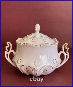 Rose Porcelain 9pcs Coffee set LENKA, handmade and decorated by 24 carat gold