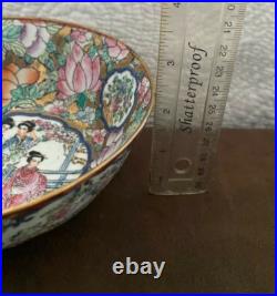 Rose medallion EastAsian Antique Hand Painted Gold Gilt Porcelain 6 Footed Bowl Rose medallion EastAsian Antique Hand Painted Gold Gilt Porcelain 6 Footed Bowl