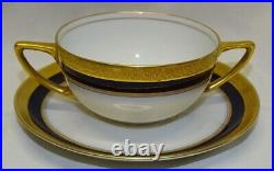 Rosenthal Bavaria 10 Bouillon Cup/Bowl & 12 Saucers 1915 Cobalt Embellished Gold