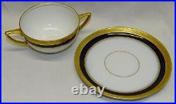 Rosenthal Bavaria 10 Bouillon Cup/Bowl & 12 Saucers 1915 Cobalt Embellished Gold