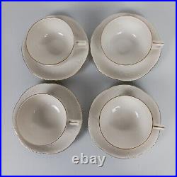 Rosenthal China Gold Rim Sansoucci Set Of 4 Cups And Saucers Porcelain Embossed